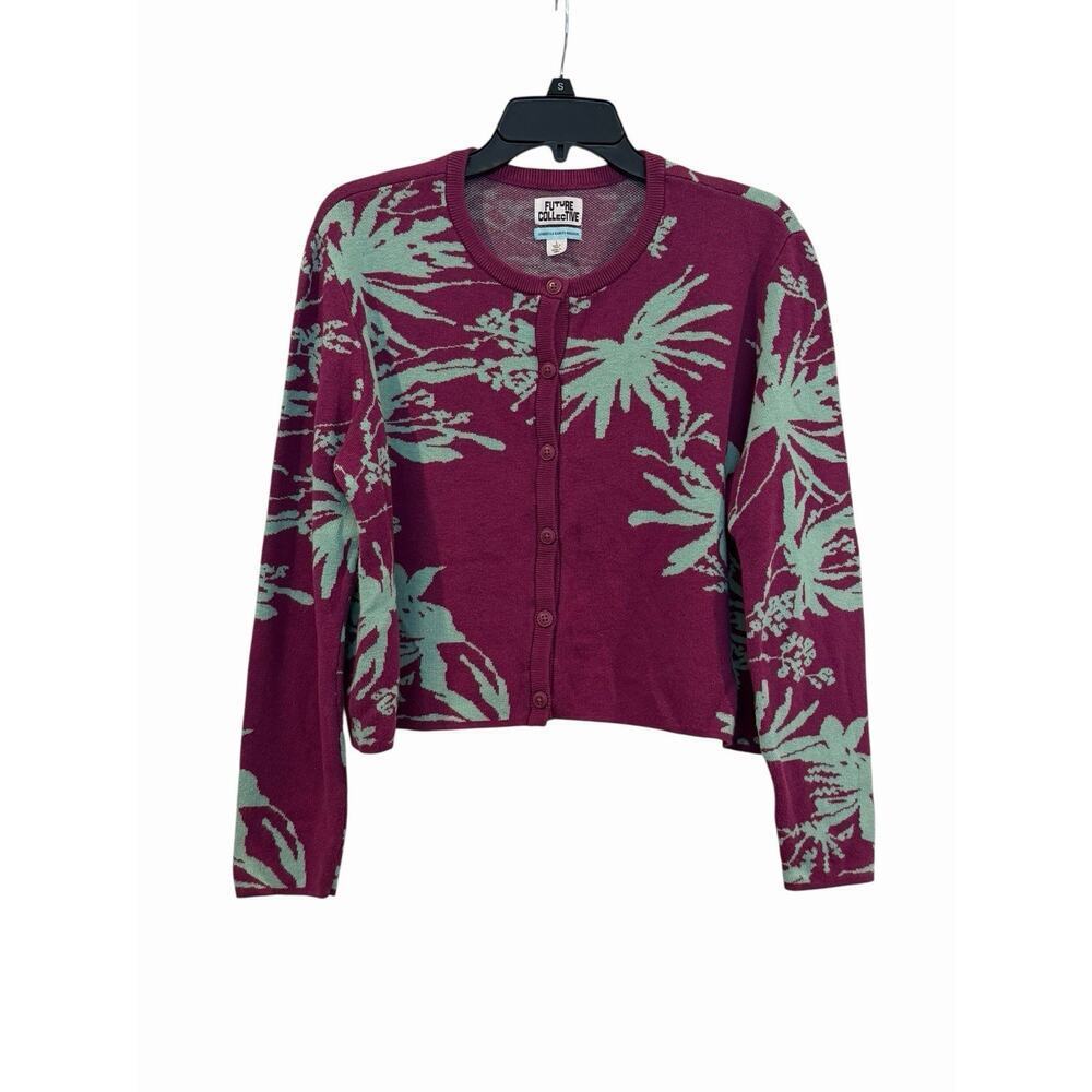 Future Collective Gabriella Karefa-Johnson Purple Teal Button Cardigan Women’s L